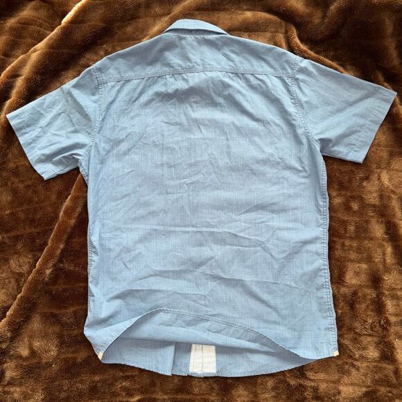 Kuhl Men's M Cotton/Poly Short Sleeve Button Front Casual Wear Blue Shirt - Picture 7 of 8